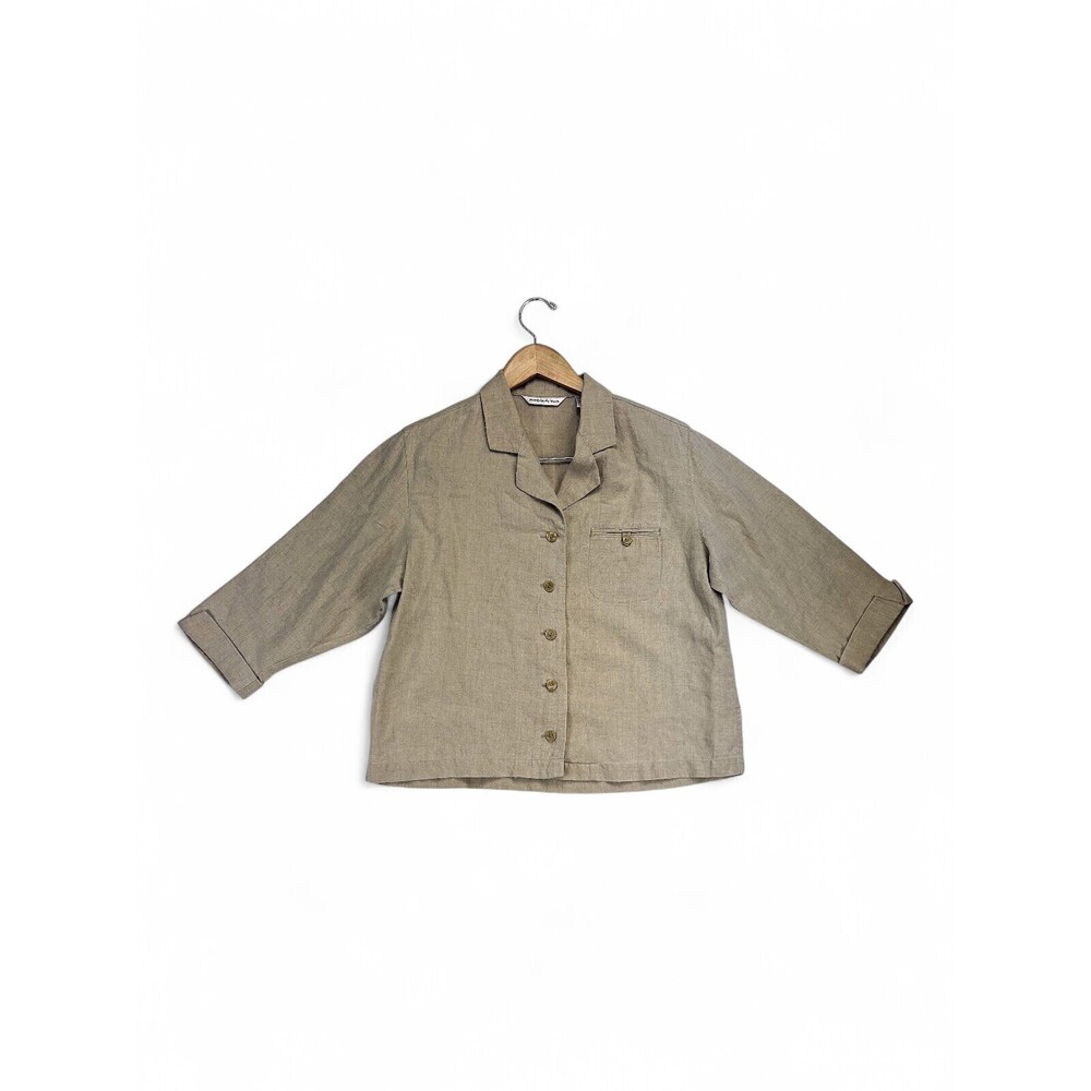 Preston & York 100%‎ Linen Button-Down Shirt - Women's M Beige